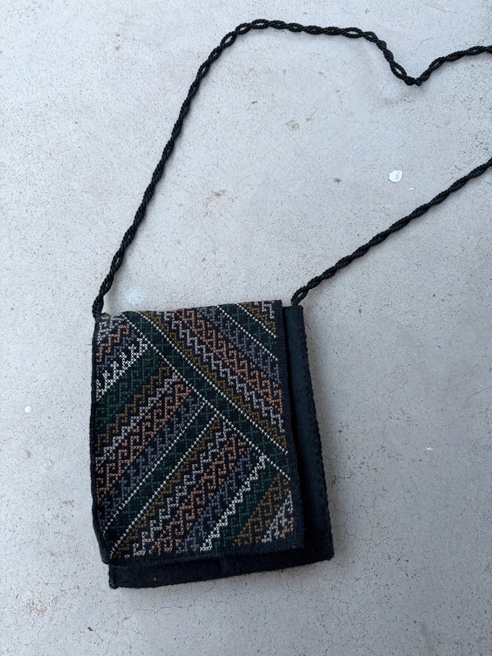 Peru Handwoven Black Multi-Color Crossbody Bag